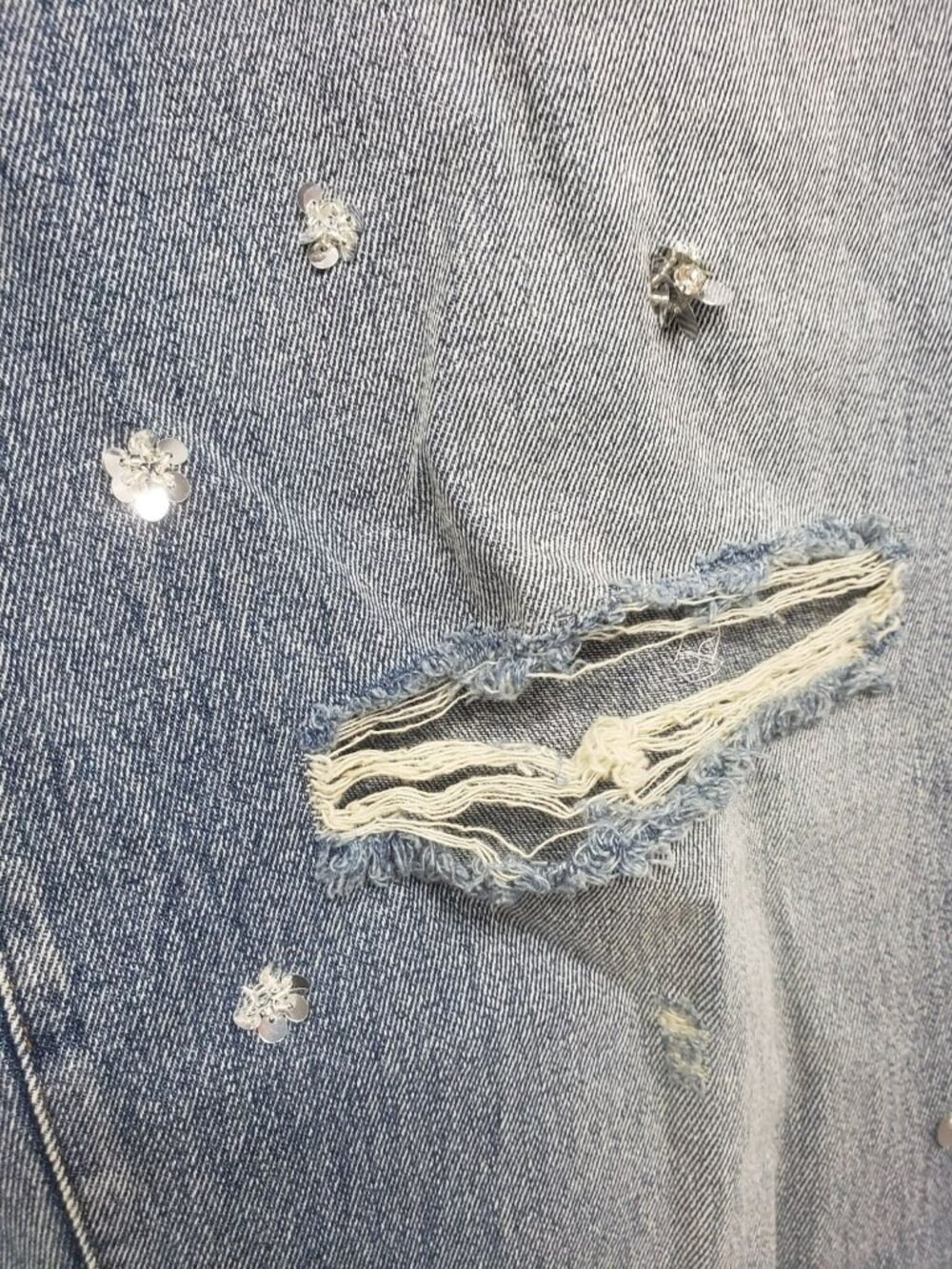 NEW Simkhai $695 Zealand Jeans Hollywood Blue Crystal Embellished Sequin Bling - Picture 15 of 16